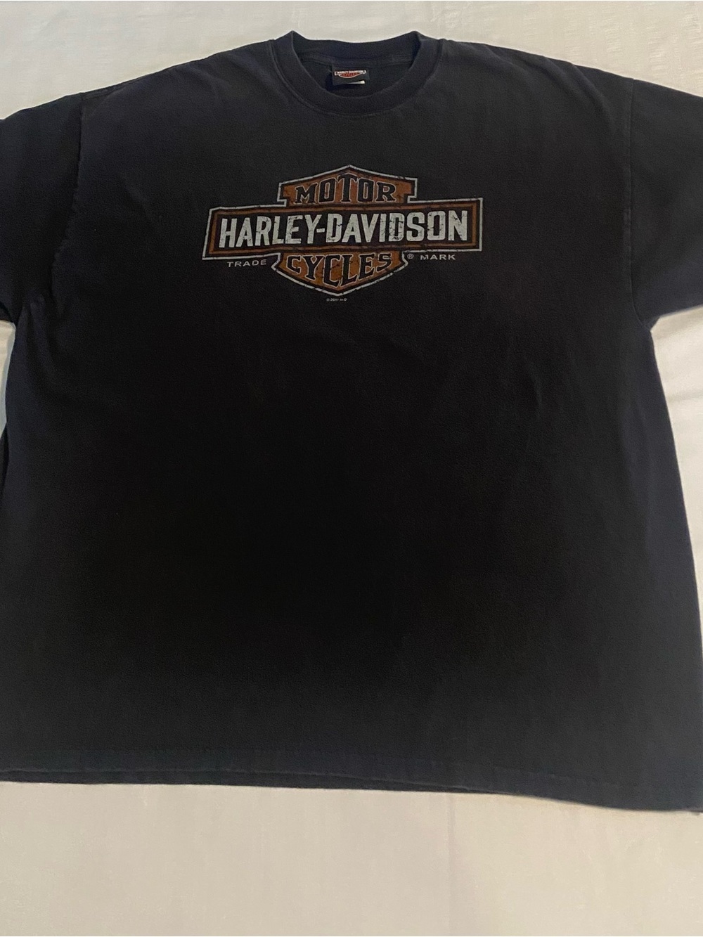 Harley-Davidson Black Tee with Orange and White Shield Logo
